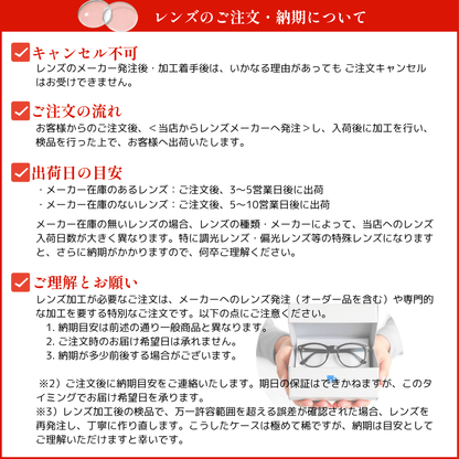 眼鏡レンズのご注文進行と納期のご説明