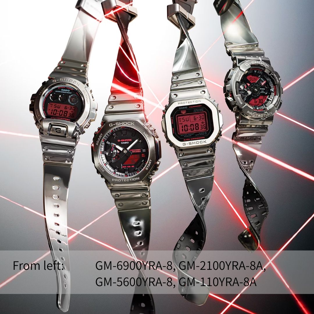 G-SHOCK ファイン メタリック シリーズ腕時計 シルバー バンド ブラックｘレッド正規品