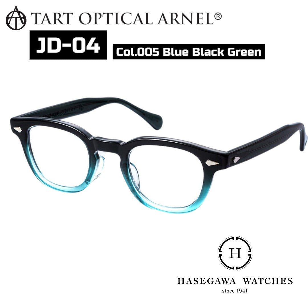 タートオプティカル アーネルJD-04 Col005ブルーブラックグリーン 代表メガネ写真