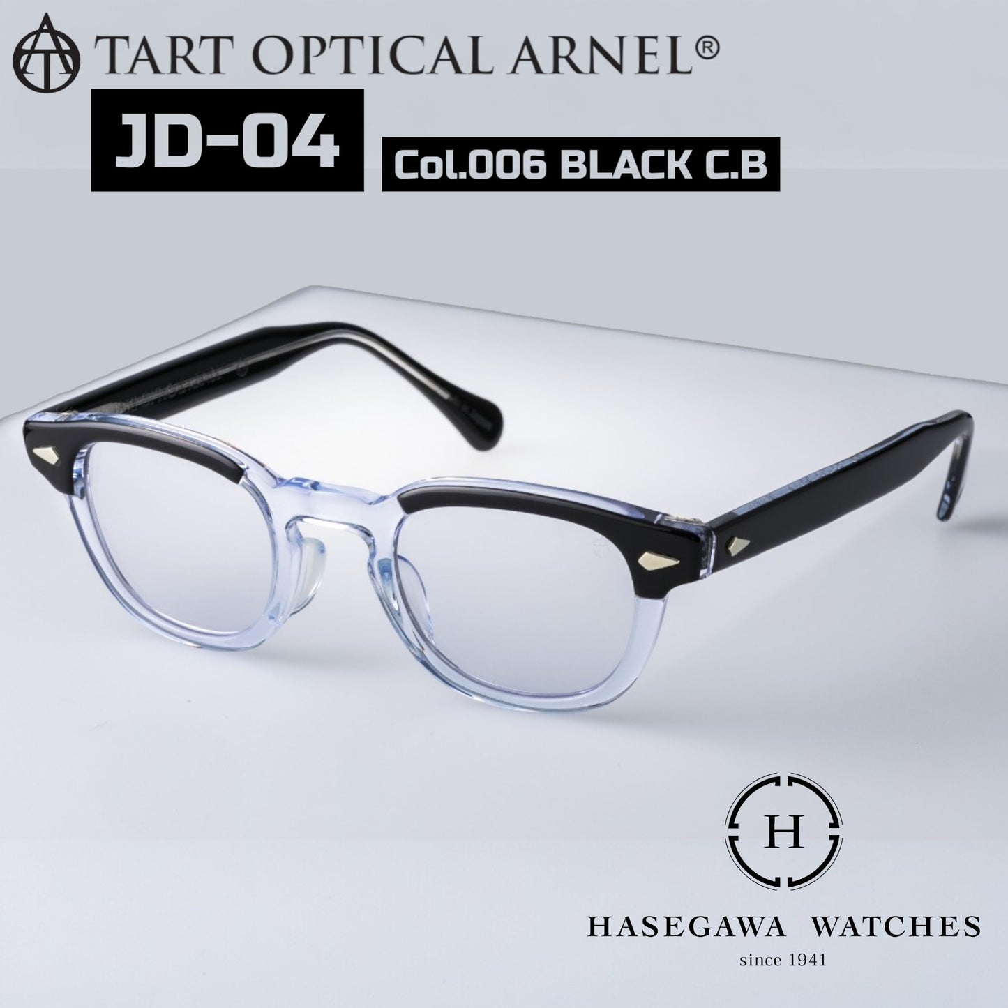 タートオプティカルアーネルJD-04 カラー006 ブラック クリアブラック代表メガネ写真