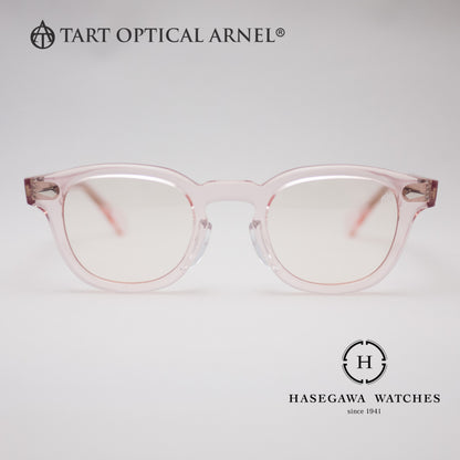 透けるようなピンクのウェリントン型メガネ たタートオプティカルアーネルJD-04