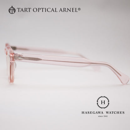 テンプル芯が透けるクリアピンクのサイド写真。