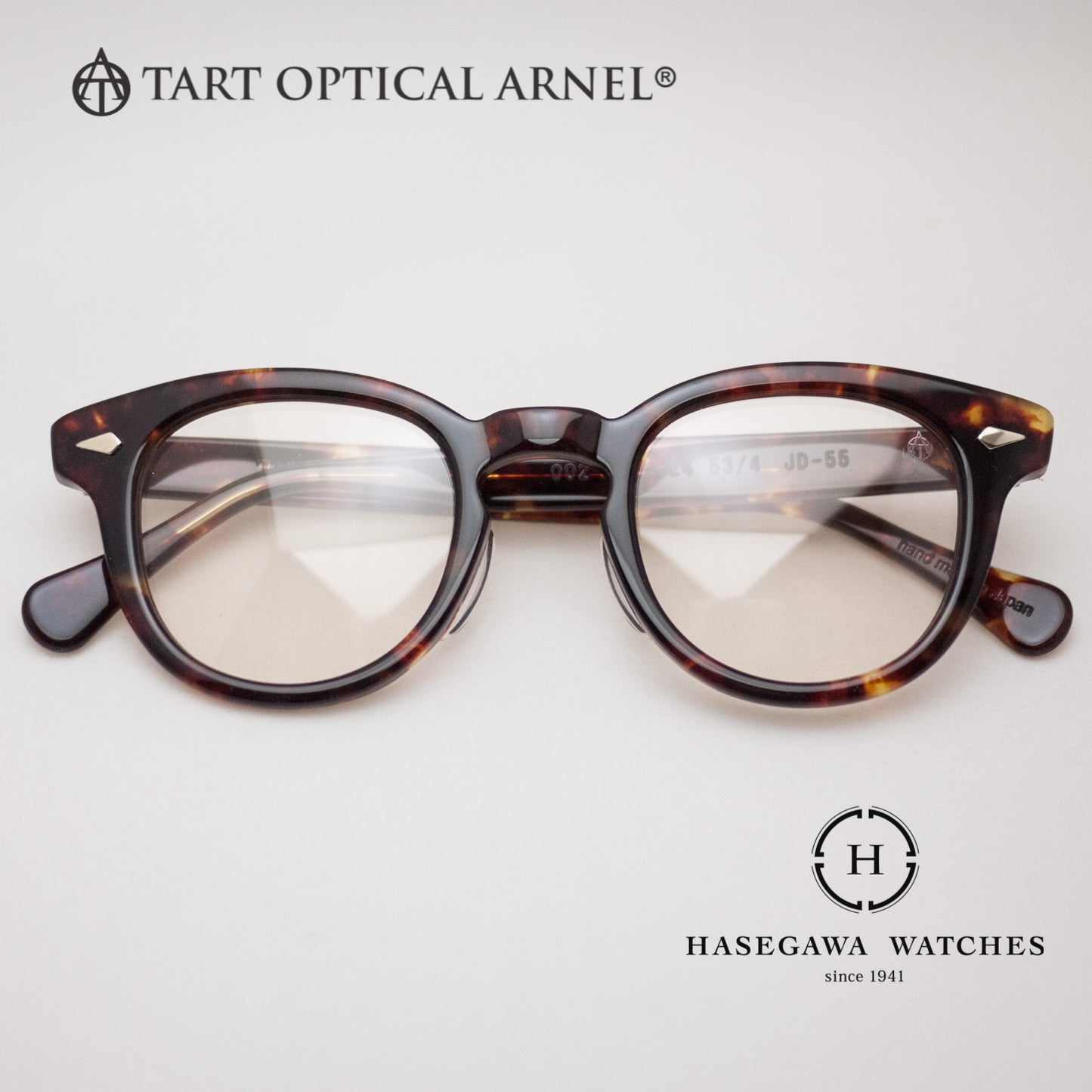丸みを帯びたボストン型メガネのJD-55正面写真