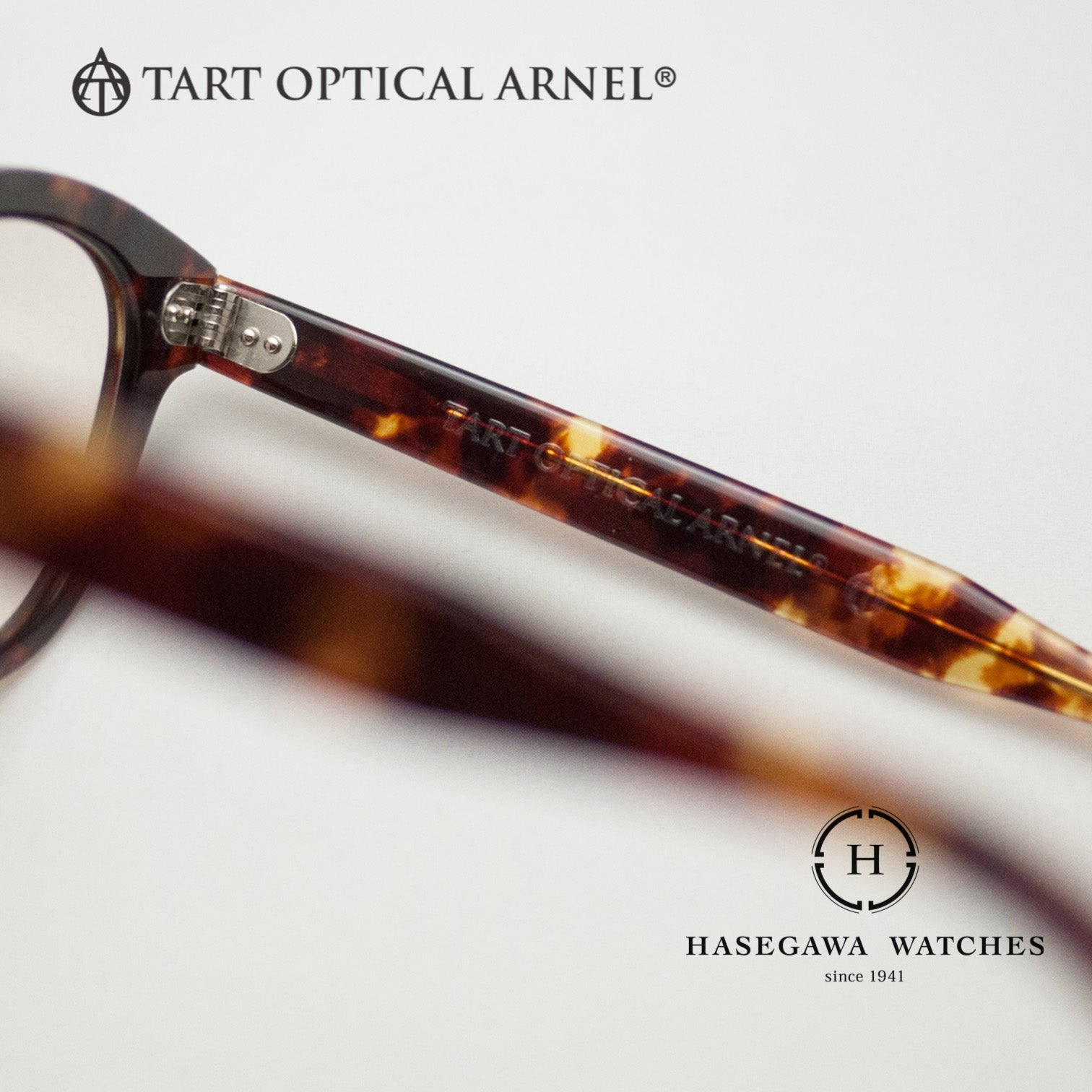 タートオプティカルアーネルのブランド名とロゴマーク刻印のテンプル