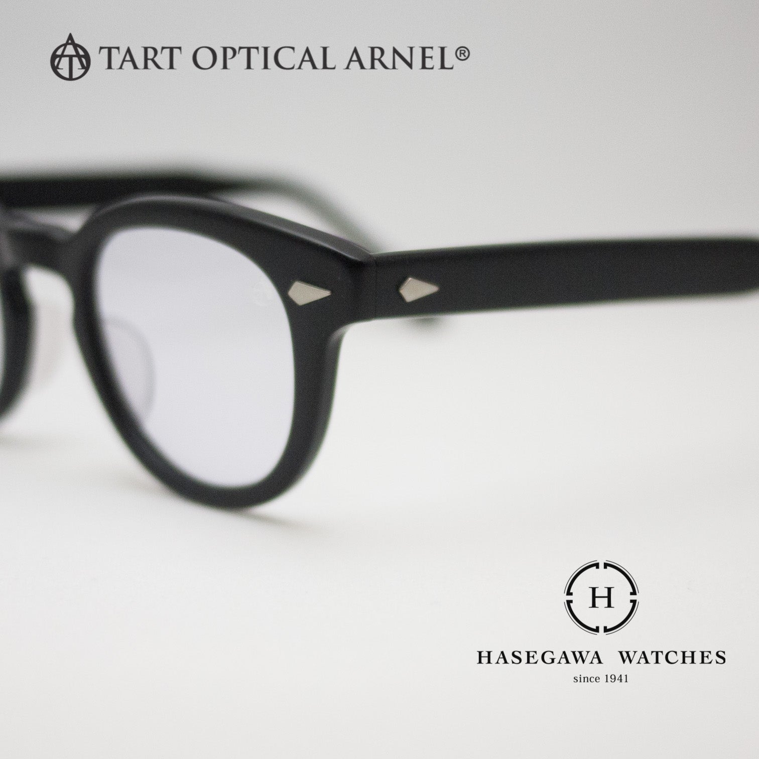 眼鏡フロント部とヨロイを繋ぐパーツにダイヤモンド型鋲を採用。