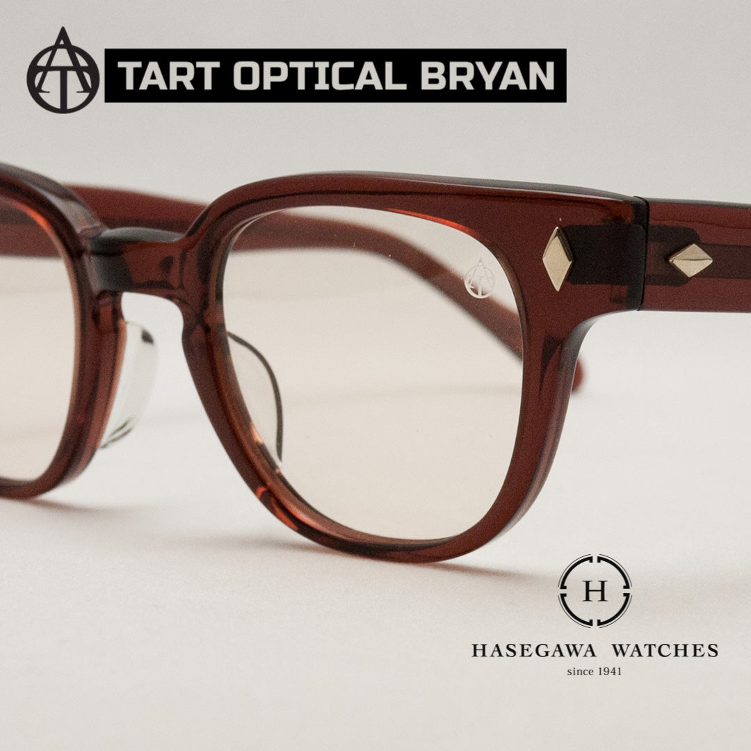 フロントと蝶番の繋ぎにダイヤモンド鋲を採用したタートオプティカル ブライアン