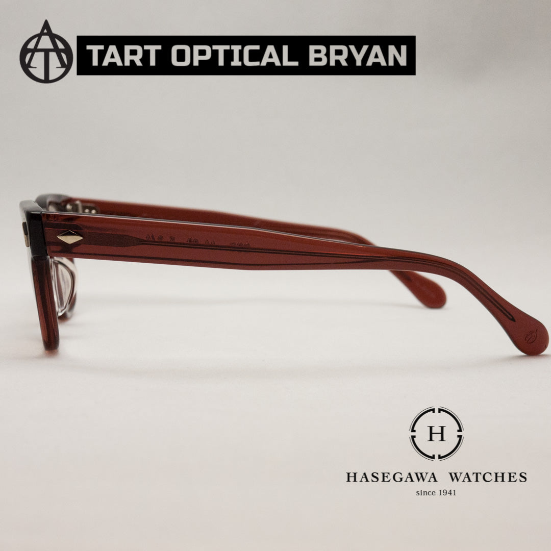 テンプルサイド。明るめブラウンで透けたテンプル芯