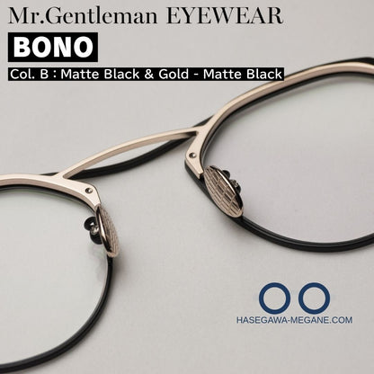 ミスタージェントルマン アイウェア BONO マットブラック＆ゴールドチタン製オリジナルノーズパッド