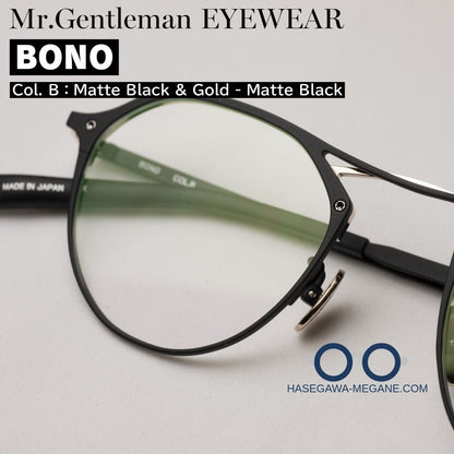 ミスタージェントルマン アイウェア BONO マットブラック右レンズシェイプ