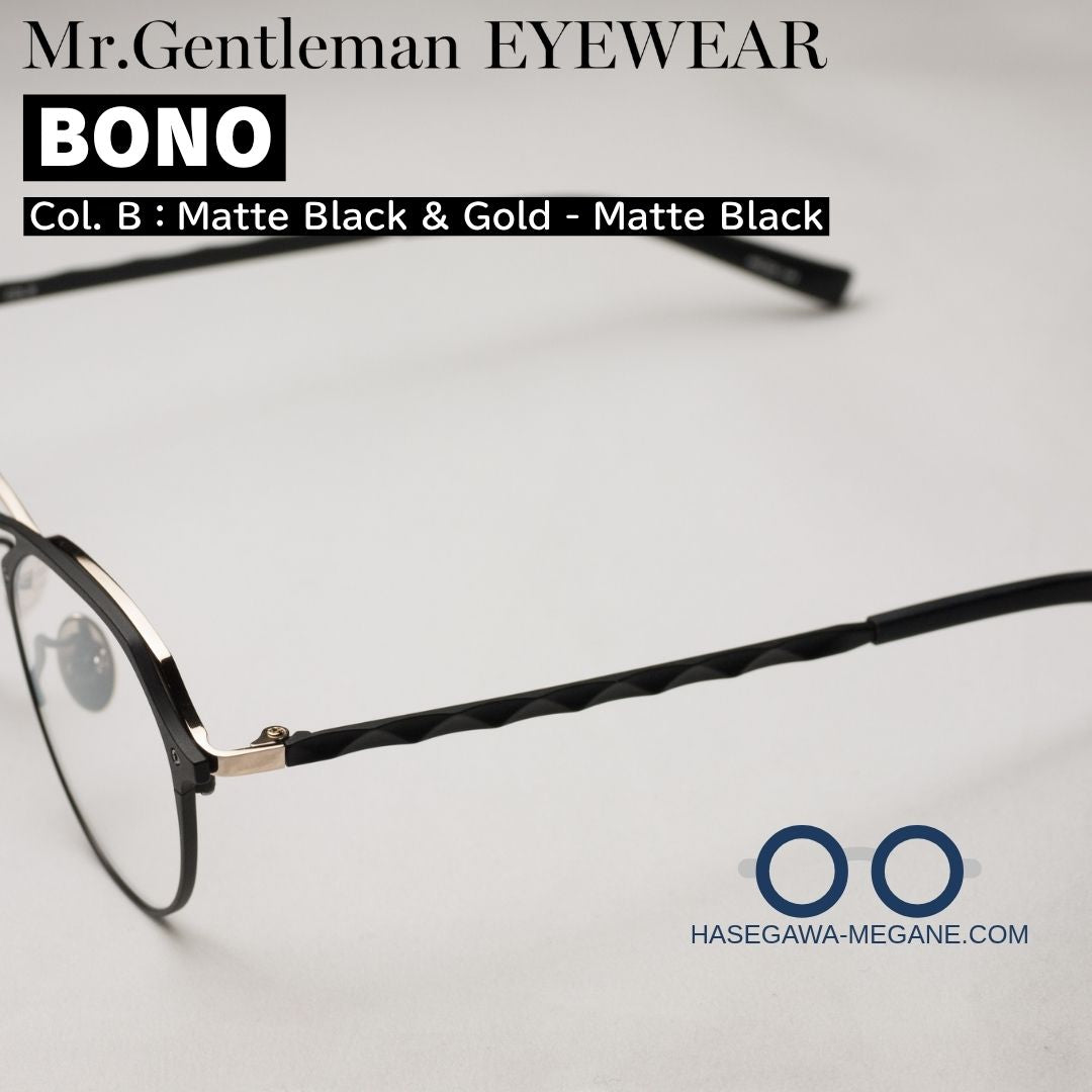 ミスタージェントルマン アイウェア BONO マットブラック チタン二重構造からのスタッズ状テンプル