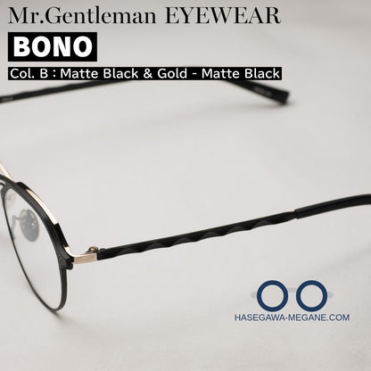 ミスタージェントルマン アイウェア BONO マットブラック チタン二重構造からのスタッズ状テンプル