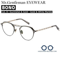 ミスタージェントルマン アイウェア BONO D：Gunmetal & Gold - Gold & White Marble 正規取扱店 標準レンズ無料