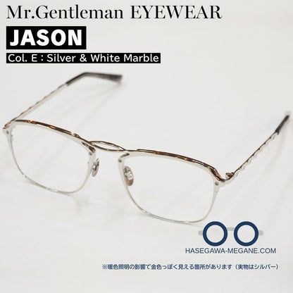 ミスタージェントルマン アイウェア JASON E Silver & White Marble スクエア型