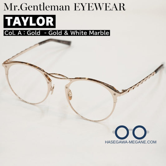 ミスタージェントルマン アイウェア TAYLOR テイラー A Gold - Gold & White Marble 