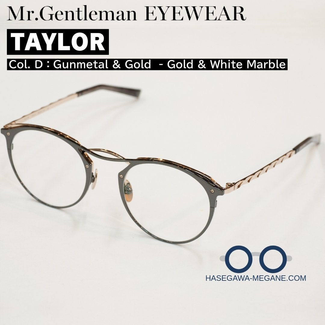 ミスタージェントルマン アイウェア TAYLOR テイラー D Gunmetal & Gold - Gold & White Marble