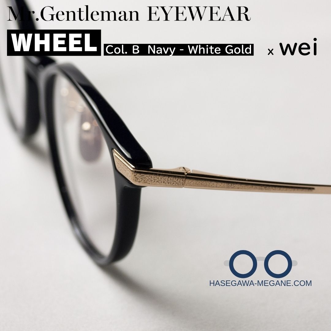 ミスタージェントルマン アイウェア WHEEL B Navy 梨地加工の智とテンプル