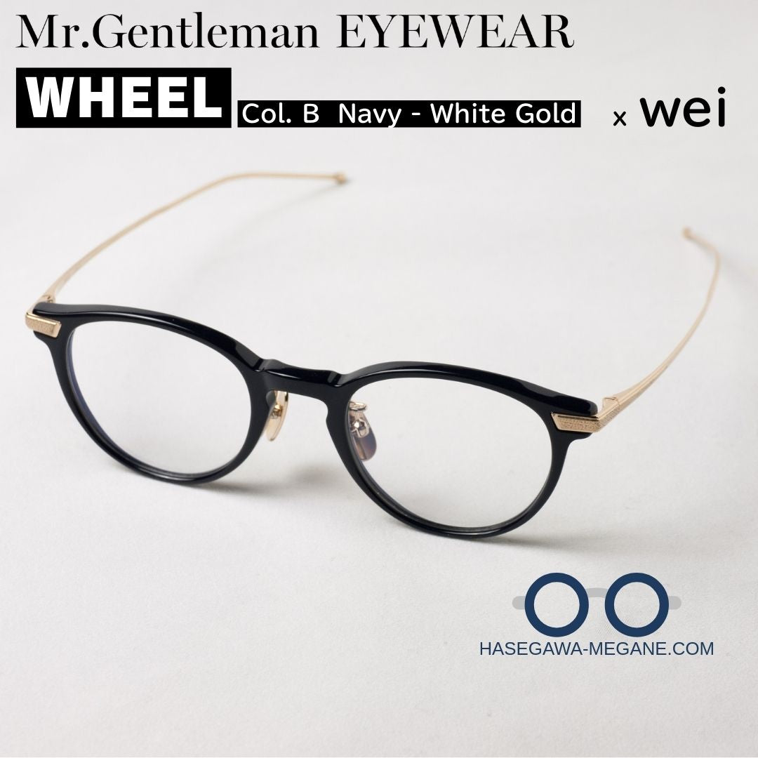ミスタージェントルマン アイウェア WHEEL B Navy & White Gold メイン写真