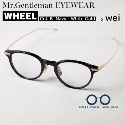 ミスタージェントルマン アイウェア WHEEL B Navy & White Gold メイン写真