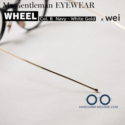 ミスタージェントルマン アイウェア WHEEL B Navy ゴールドの繊細なテンプル