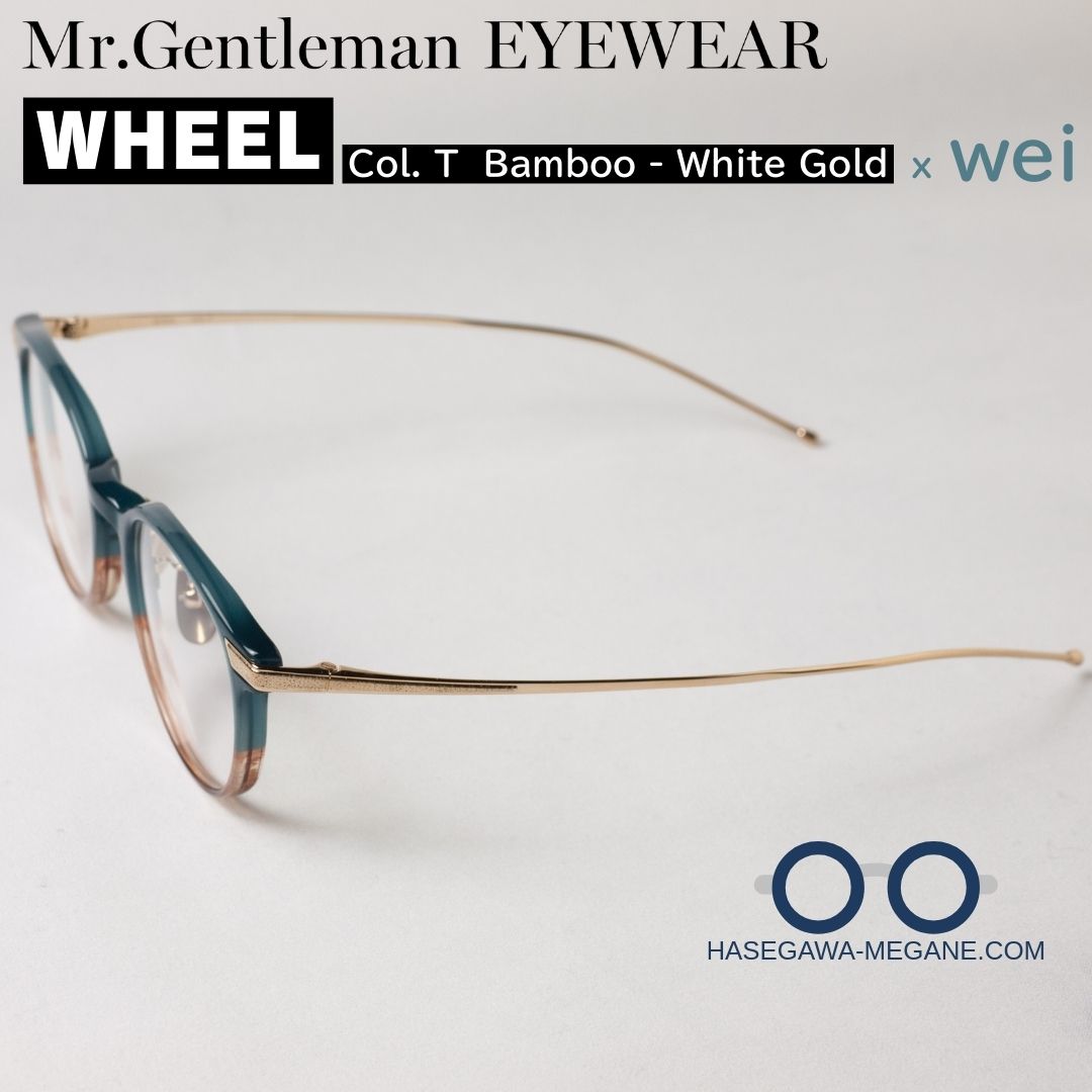 ミスタージェントルマン アイウェア カラーT Bamboo Gold 繊細な細身のテンプル