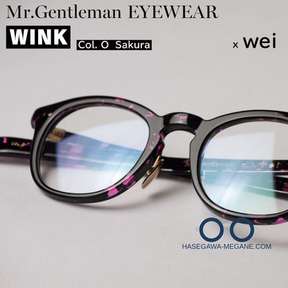 ミスタージェントルマン アイウェア WINK Sakuraピンク 黒縁ボスリントン フロント拡大写真