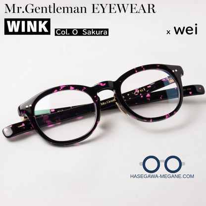 ミスタージェントルマン アイウェア WINK Sakuraピンク 黒縁 フロント
