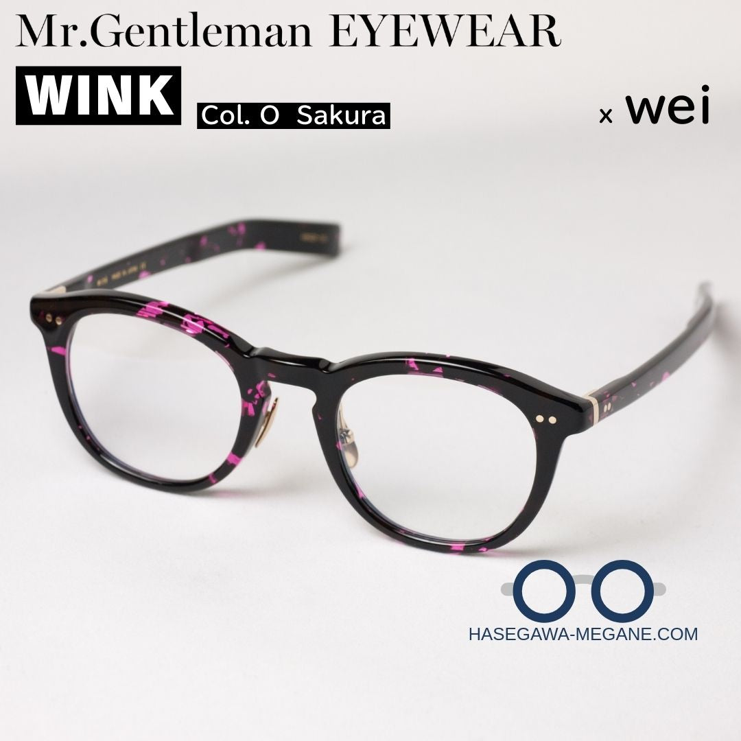 ミスタージェントルマン アイウェア WINK Sakuraピンク 黒縁ボスリントン メガネ メイン写真