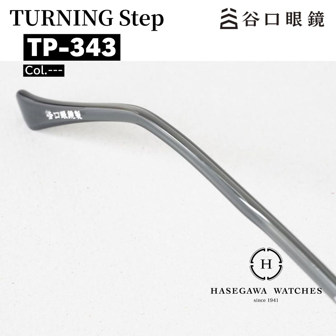 TP343 ブルー テンプルの谷口眼鏡ロゴ 刻印